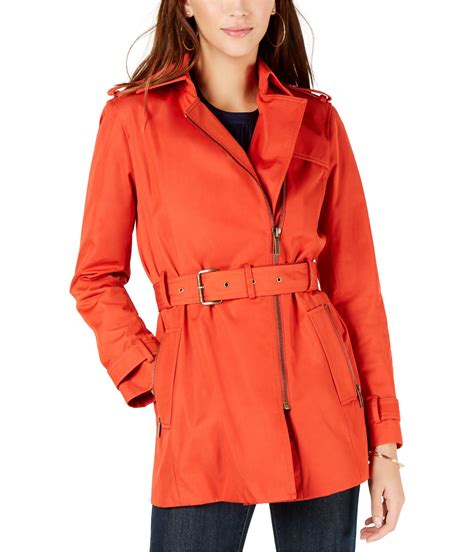 michael kors orange trench coat|michael kors belted raincoat.